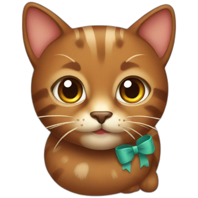 brown cat with a bow on it emoji