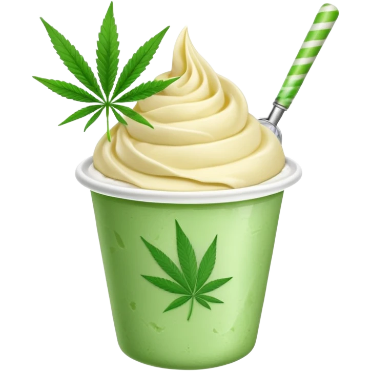 gelato in a cup with cannabis leaf emoji