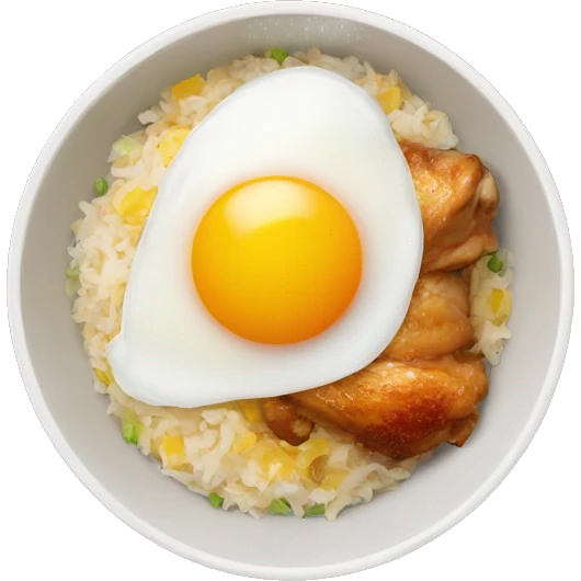 chicken thigh rice bowl with two eggs emoji