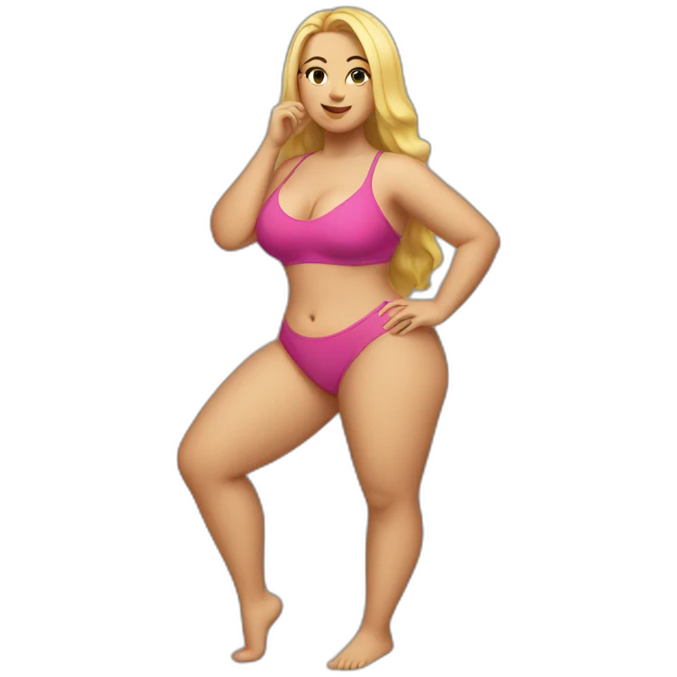Slim-Thicc caucasian woman swimsuit posing emoji