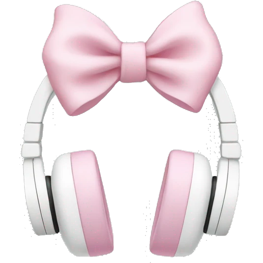 White headphones with soft pink bow emoji