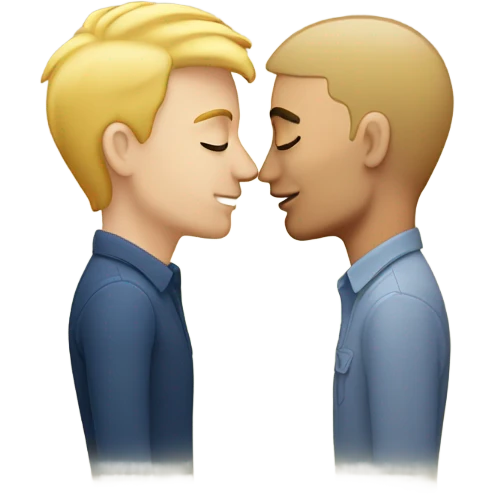 gay blonde white man kissing a gay latin man  emoji