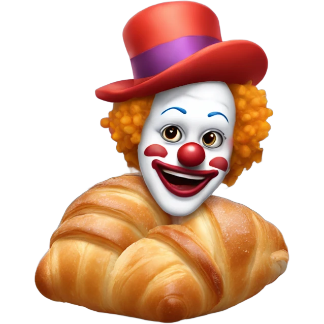 Creepy clown eating croissants in Paris  emoji