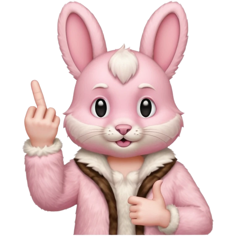 pink labubu, giving the middle finger in both hands emoji