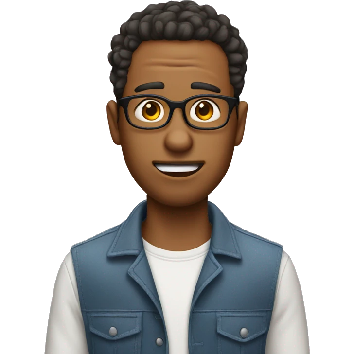 Guy with glasses with acne on forehead and a wacky haircut emoji