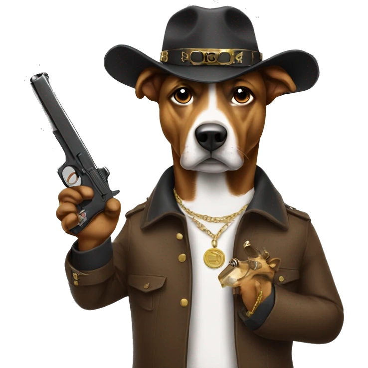 Rich dog with a fake gun emoji