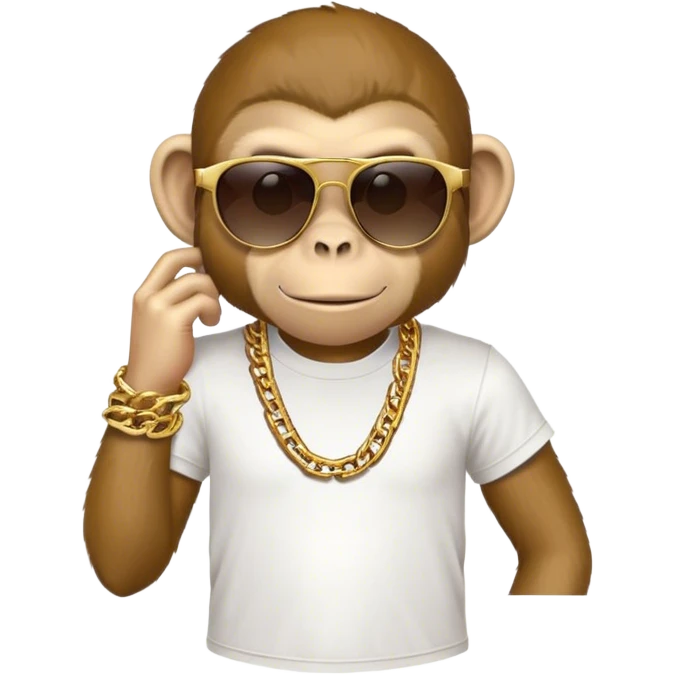 monkey with sunglasses and tshirt and chain emoji