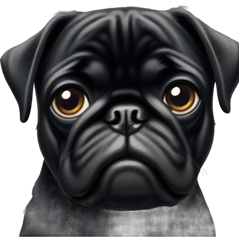 Black pug  and the words  “I’m sorry” emoji
