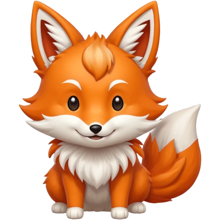 Happy cute nine tailed fox kitsune  emoji