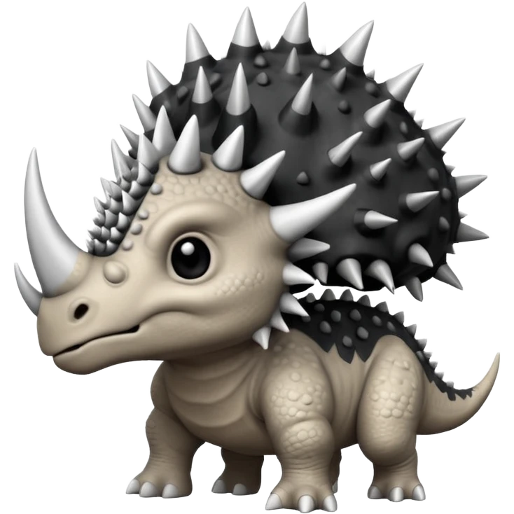cute triceratops angry, black and white emoji