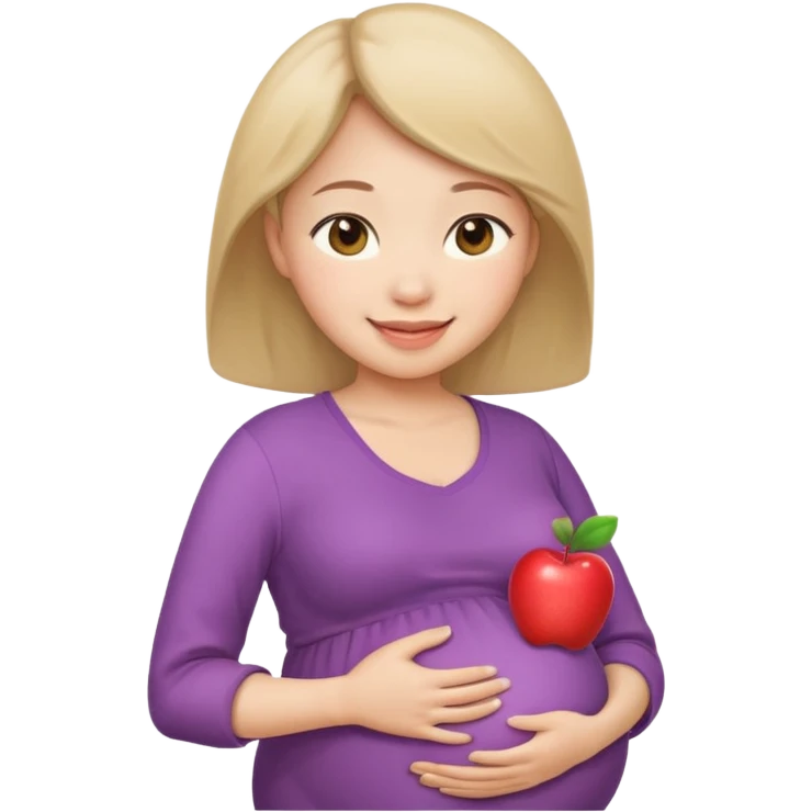 pregnant woman, East Asian features, apple emoji style emoji