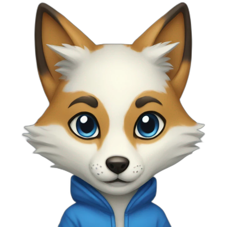 blue hooded kitsune emoji