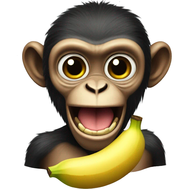freaky monkey with banana emoji