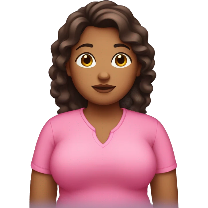 fat brown girl with dark brown hair and a pink shirt emoji