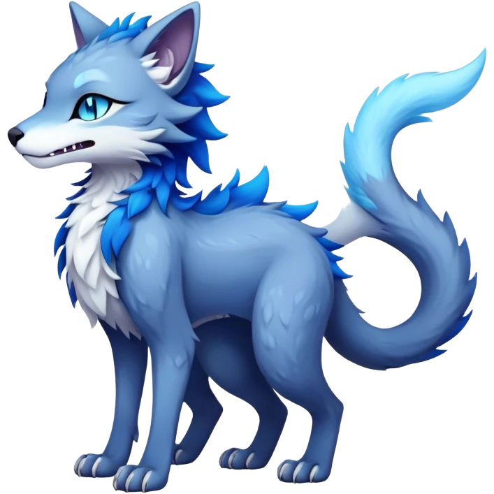 Kawaii dark cool edgy fantasy ethereal feline-vernid-sergal-fursona animal creature with a tufted tail full body emoji