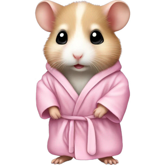 baby hamster in light pink robe full body emoji