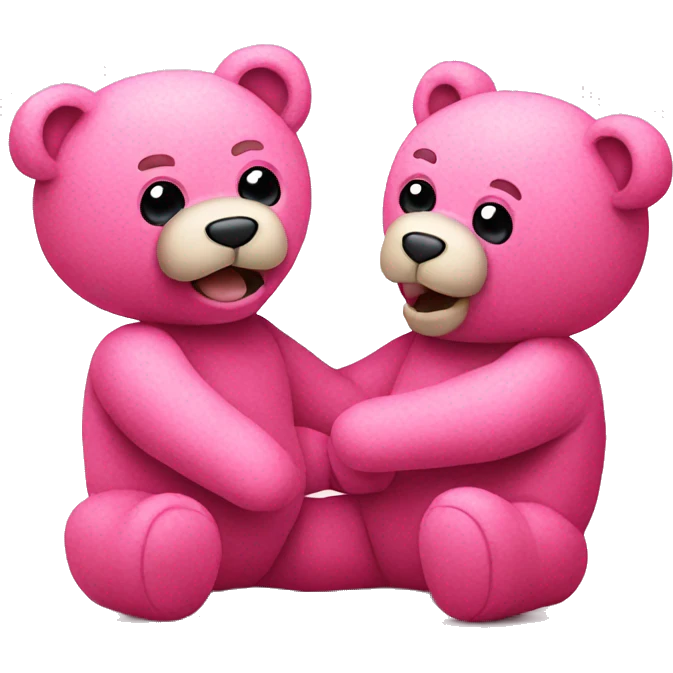 two pink teddy bears fighting tearing stuffing out emoji
