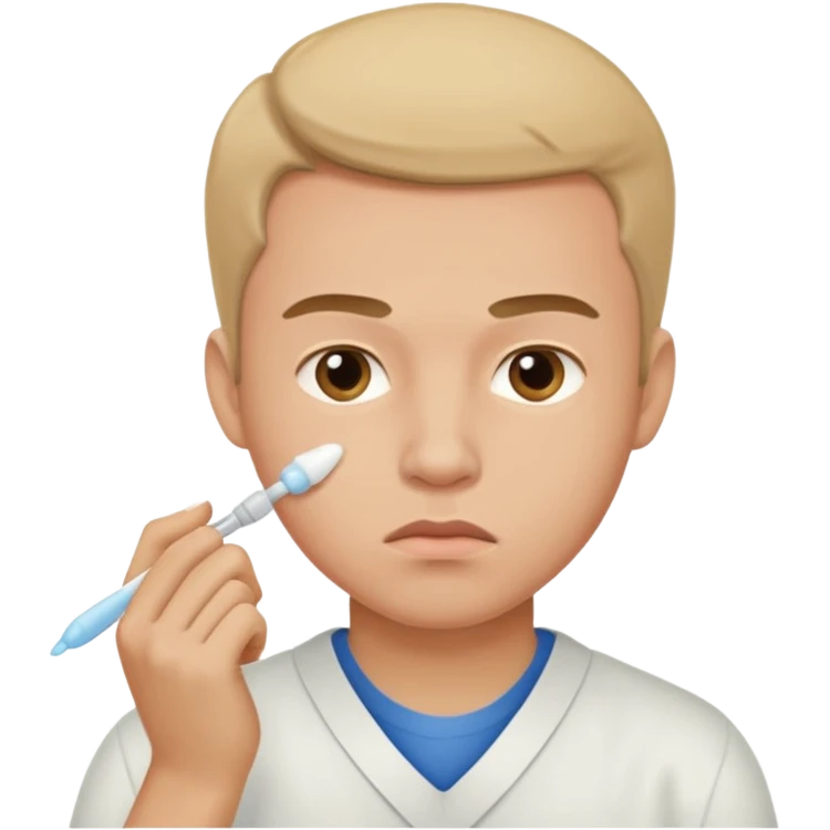 cheek swab for healthy young man, emoji