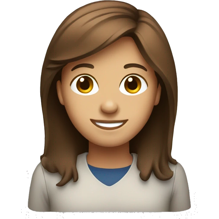 brown haired smiling person with laptop emoji