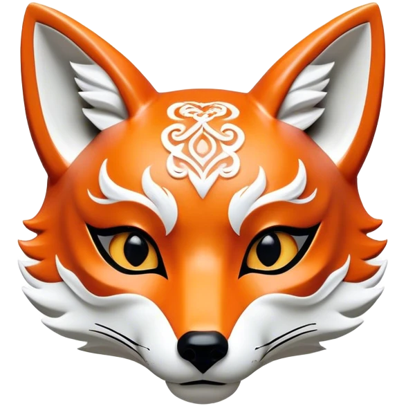 ​Cinematic Realistic Japanese Kitsune Mask, depicted as an intricately carved fox mask with flowing, delicate features and vivid traditional patterns, its mysterious eyes set against a softly blurred background that emphasizes its mystical allure and cultural significance, rendered with detailed textures and refined lighting, emoji