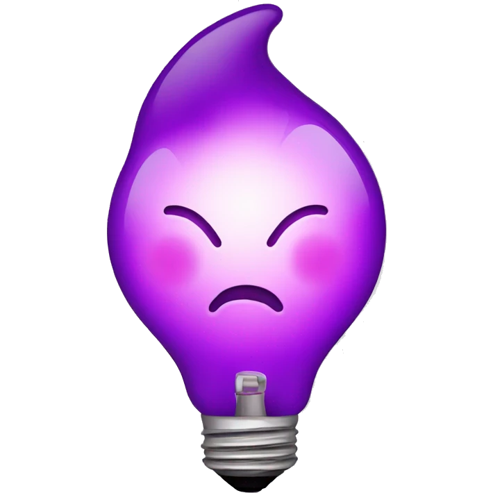 Light bulb with a face burning purple emoji
