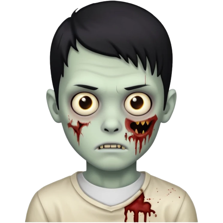 garoto zumbi, com cabelo preto médio  emoji