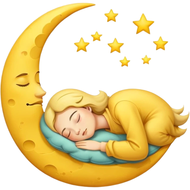 sleeping moon with closed eyes and zzz emoji