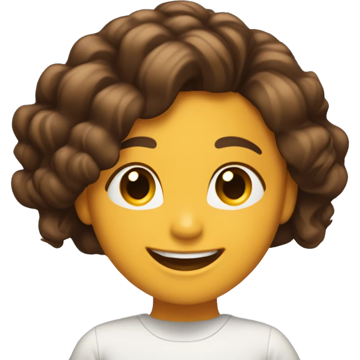 Chica de cabello café sonriendo y de buenas vibras emoji