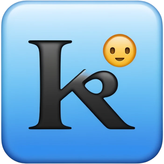 Please recreate an emoji with a square blue background that has the English letters ‘KR’ on it. emoji