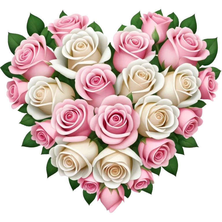 heart-shaped bouquet of pink and white roses emoji