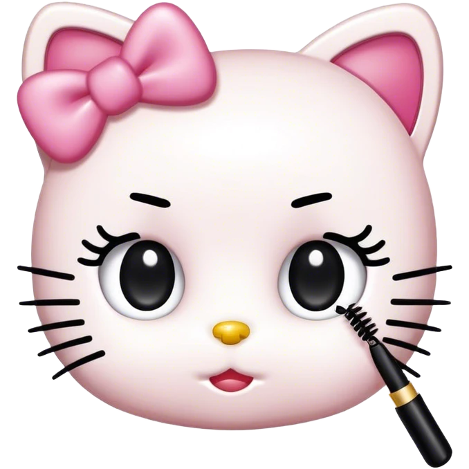  hello Kitty SANRIO holding an eyelash mascara spoolie emoji