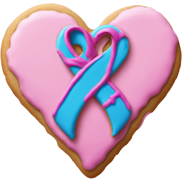Heart cookie, suicide awareness ribbon emoji