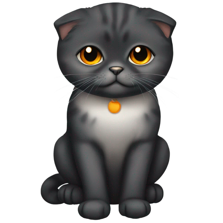 Black Scottish Fold cat with orange eyes emoji