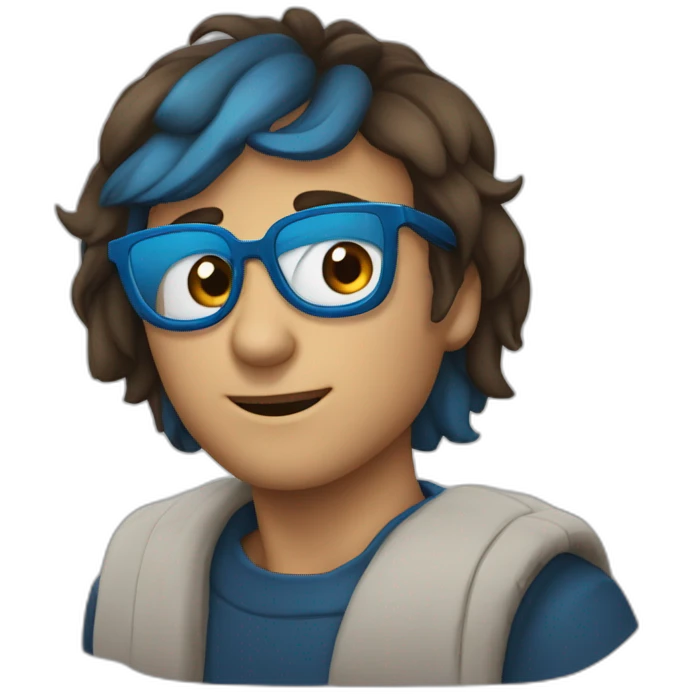 Homme brun lunette et yeux bleu emoji