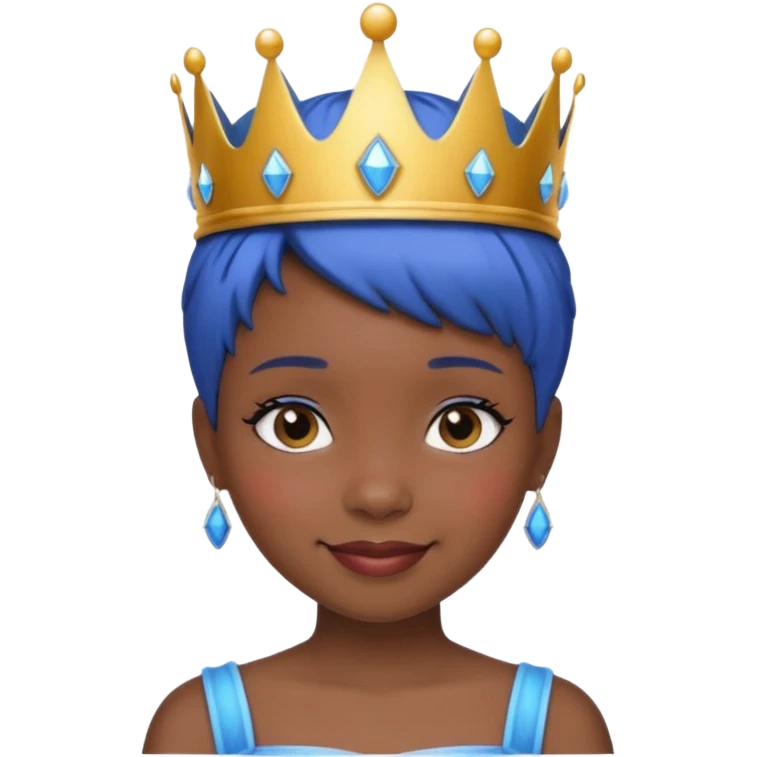 black girl blue short hair princess  emoji