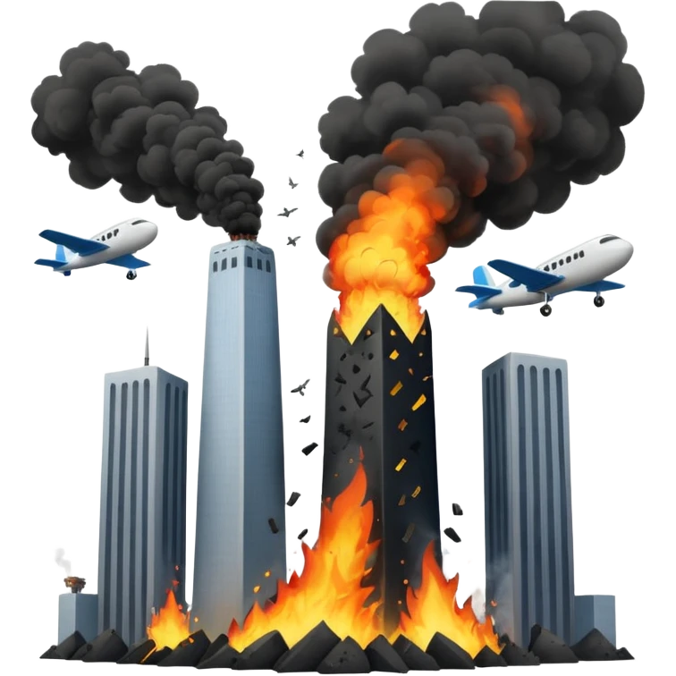 A plane hitting two towers emoji