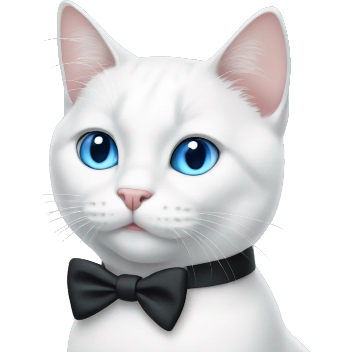 White cat with blue eyes in a tux emoji