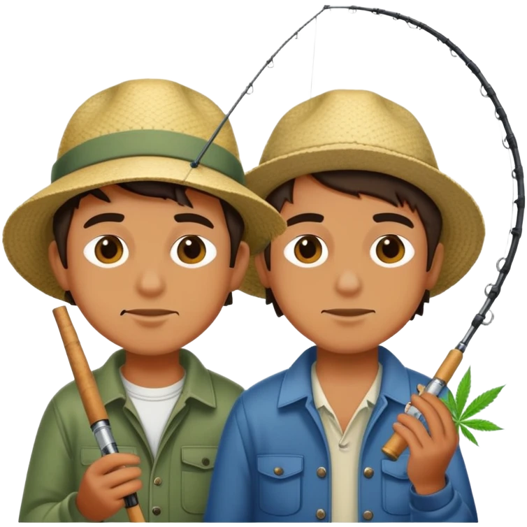 boys fishing in the sun smoking weed emoji