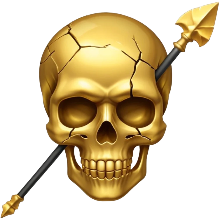 broken gold skull with a spear emoji