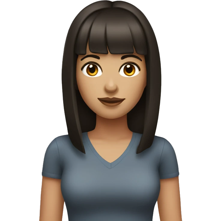 woman with dark brown hair & eyes with bangs  emoji