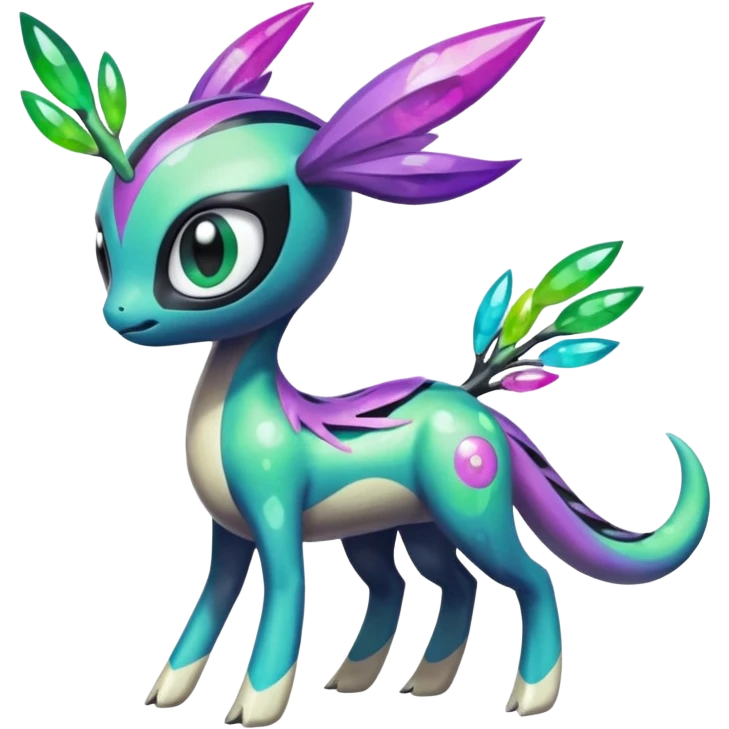 Colorful Shiny Edgy Cool Badass Painted Splashed Exotic Meloetta-Palkia-Virizion-Venom-Stitch-Fakémon-creature-hybrid emoji