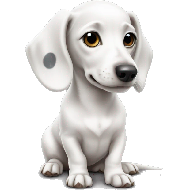 White dachshund puppy with one grey spot   emoji
