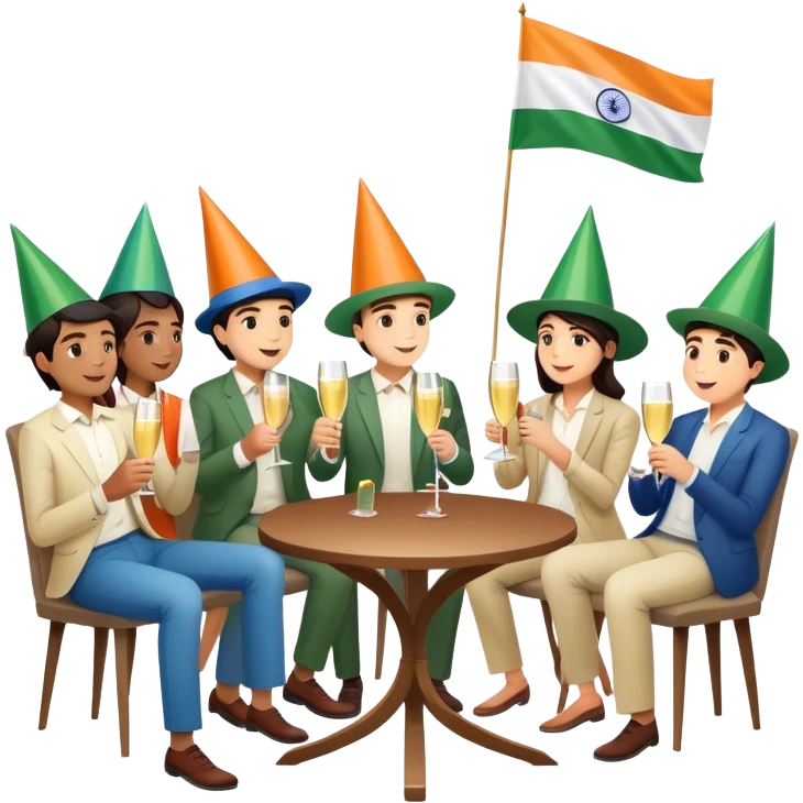 Party with indian flag and cricket  emoji