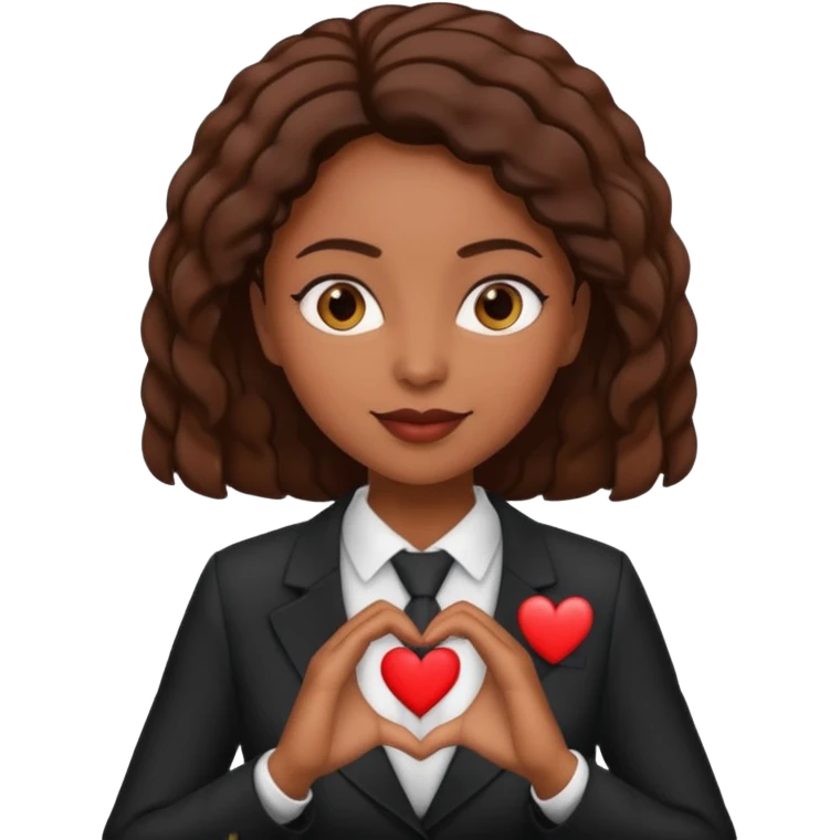 Black woman lawyer making heart shape with hands emoji