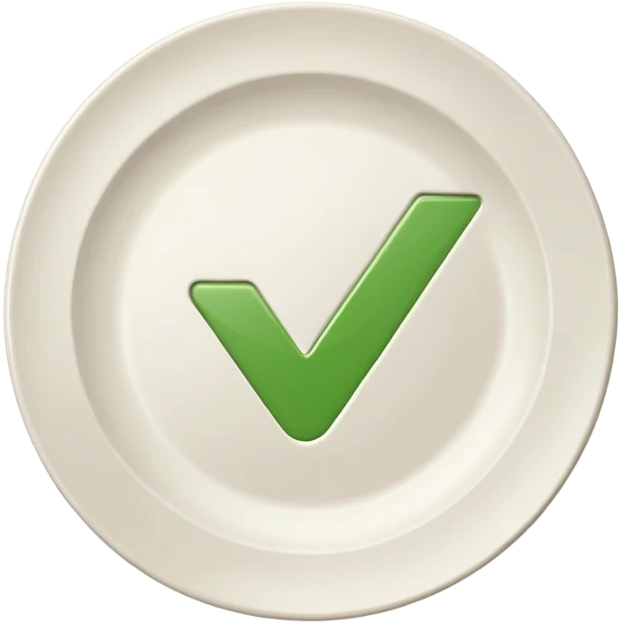 A plate with a gree checkmark in middle it  emoji