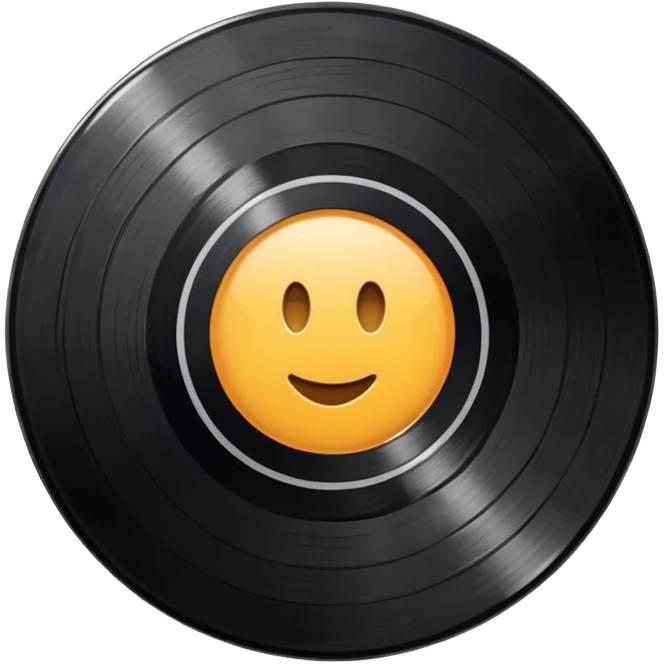 a black vinyl record with a white center emoji