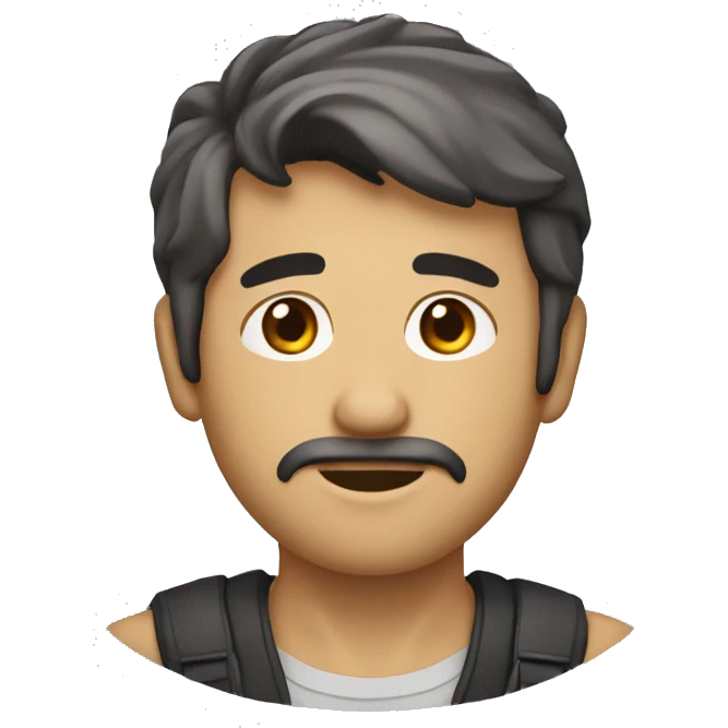 Un chico de estatura media, pelo corto y muy serio emoji