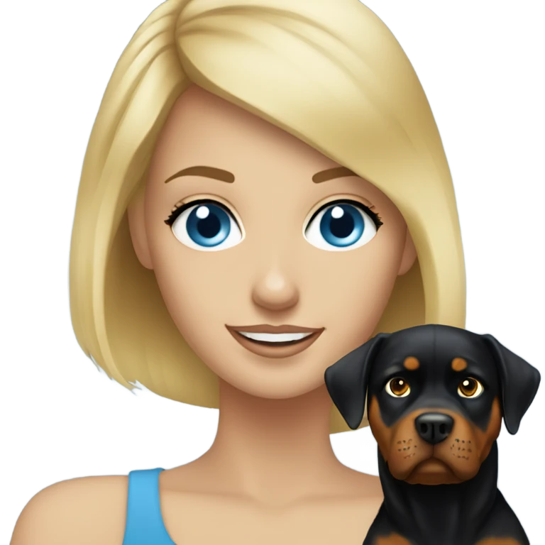 Blue eyed Pretty blonde woman with Rottweiler  emoji