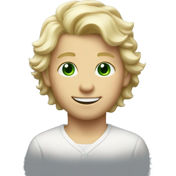 blonde boy with flowy hair dimples and green eyes emoji