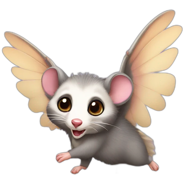 Adult wild opossum flying with wings  emoji